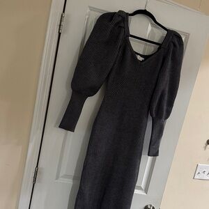 Astr Charcoal Long Sleeve Dress